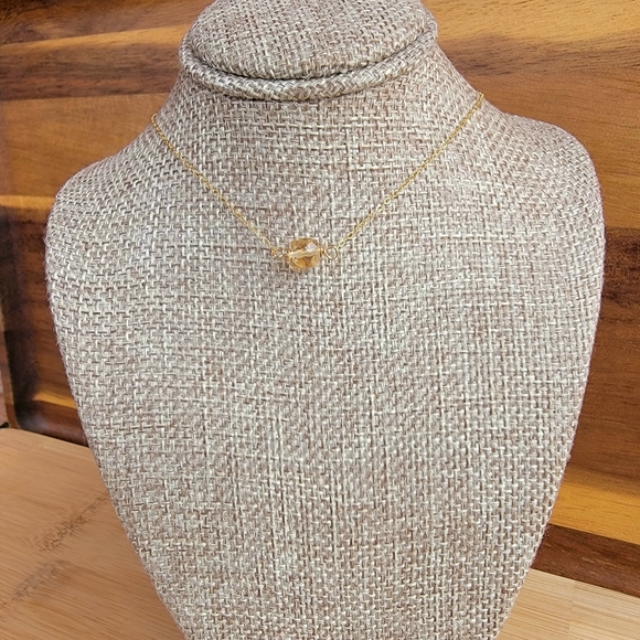 Citrine Floating Necklace Crystal Gemstone 14K Gold Filled November Birthstone - Picture 5 of 5